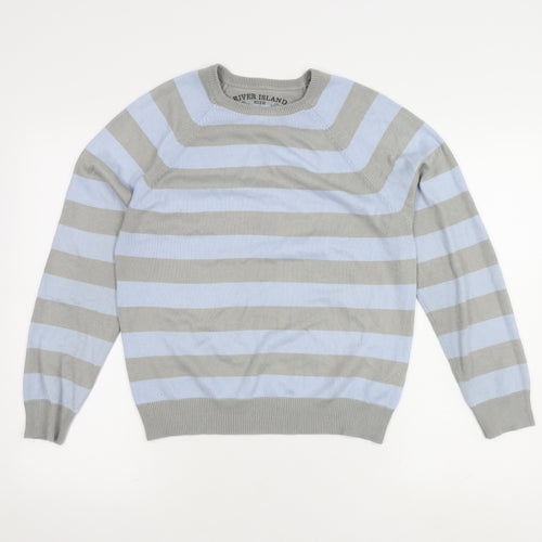 River Island Grey Blue Striped Pullover Jumper S