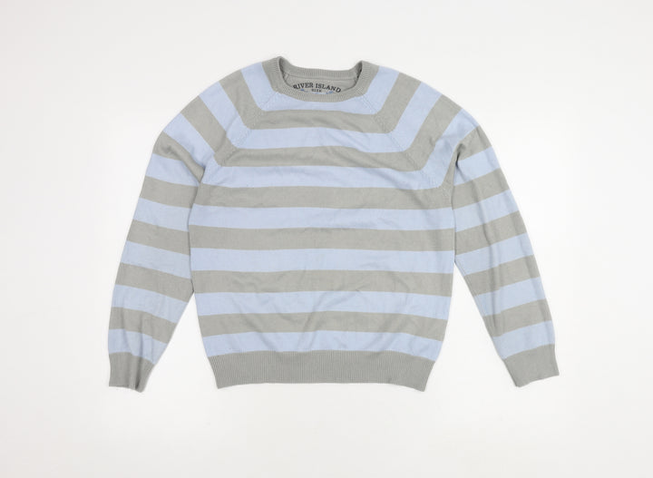 River Island Grey Blue Striped Pullover Jumper S