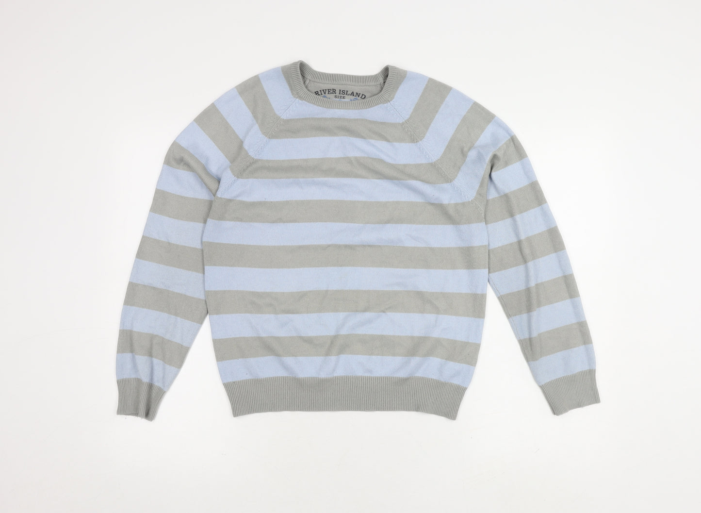 River Island Grey Blue Striped Pullover Jumper S