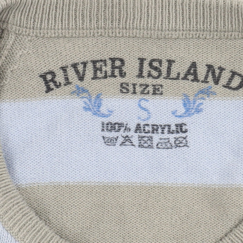 River Island Grey Blue Striped Pullover Jumper S