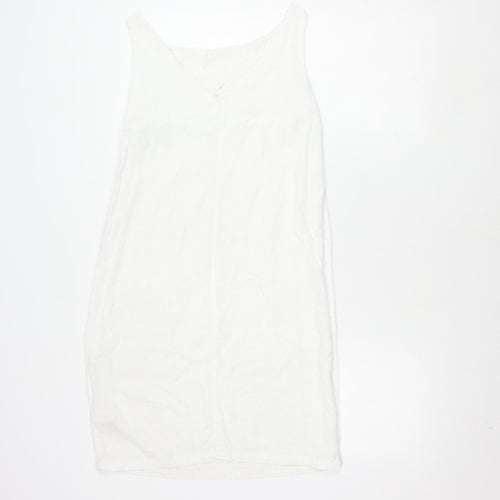 Next Petite White Linen Dress, Size 8, Sleeveless