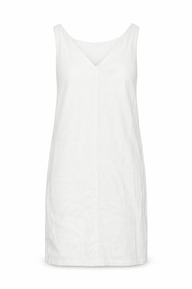 Front view of Next Petite White Linen Dress, size 8, Sleeveless