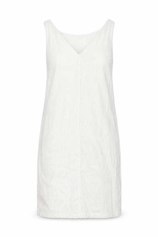 Front view of Next Petite White Linen Dress, size 8, Sleeveless