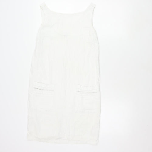 Next Petite White Linen Dress, Size 8, Sleeveless