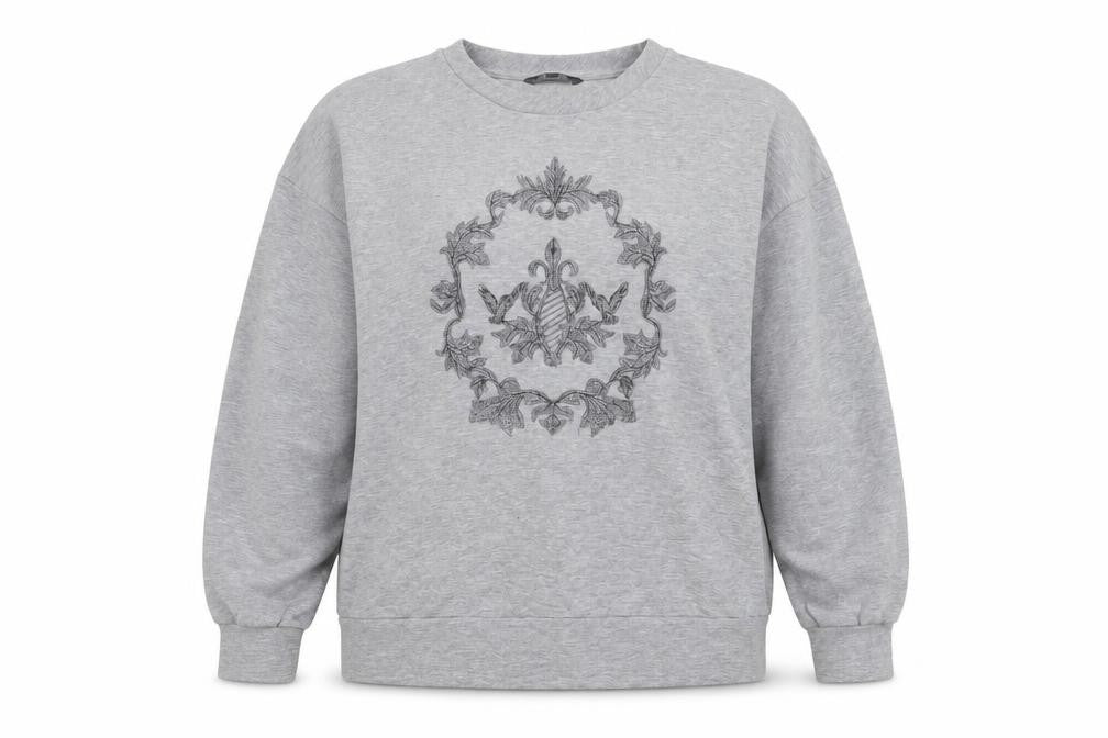 Front view of Next Women's Grey jumper, size 12, Crew Neck