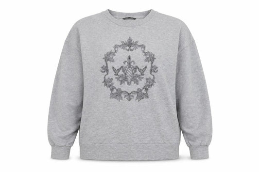 Front view of Next Women's Grey jumper, size 12, Crew Neck