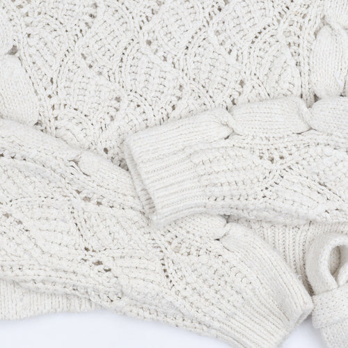 Zara Women's Ivory Open-Knit Pullover Jumper S