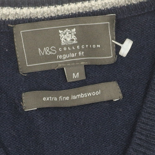 Marks and Spencer Men's Blue Wool Pullover Jumper M