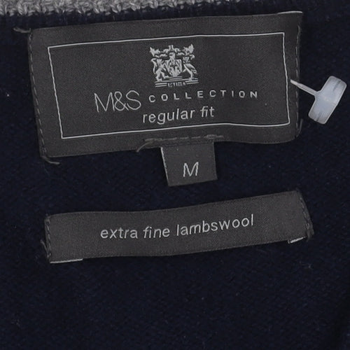 Marks and Spencer Men's Blue Wool Pullover Jumper M