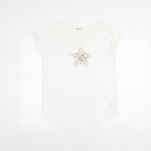 Next Women's White Sequin T-Shirt, Size 8