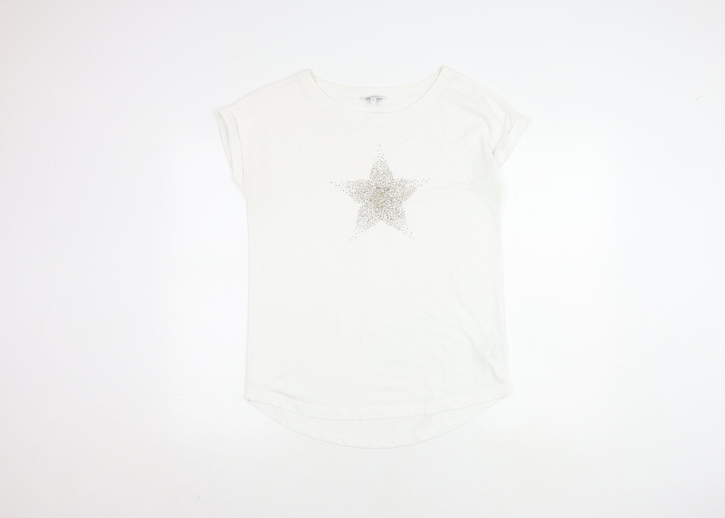 Next Women's White Sequin T-Shirt, Size 8