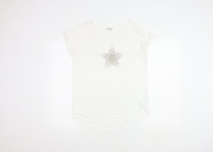 Next Women's White Sequin T-Shirt, Size 8