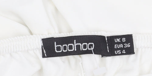 Boohoo Women's White V-Neck Long Sleeve Playsuit
