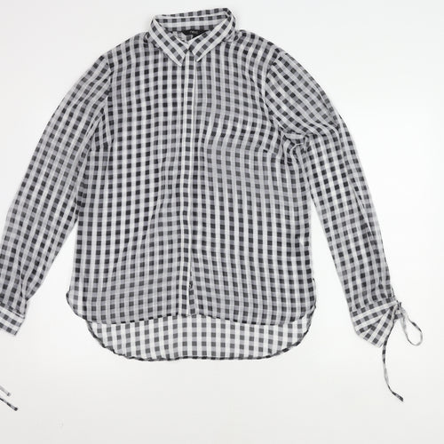 Next Women's Black Check Blouse, Size 12