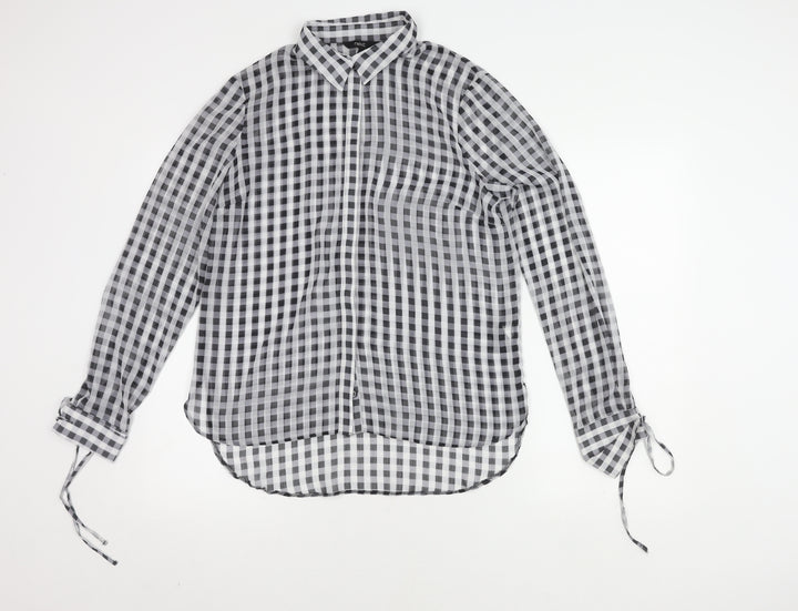 Next Women's Black Check Blouse, Size 12