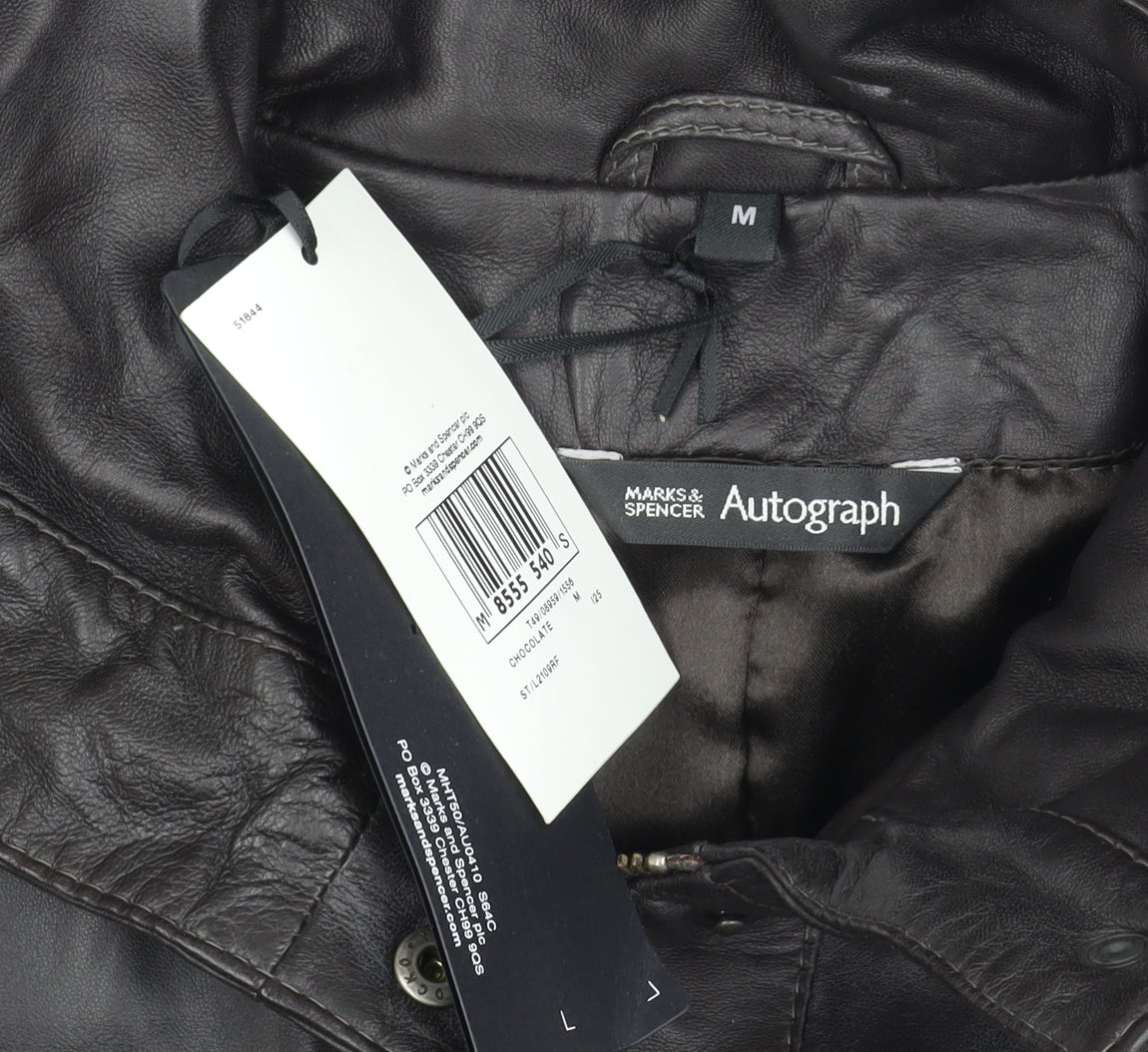 Marks and Spencer Women's Brown Leather Jacket M