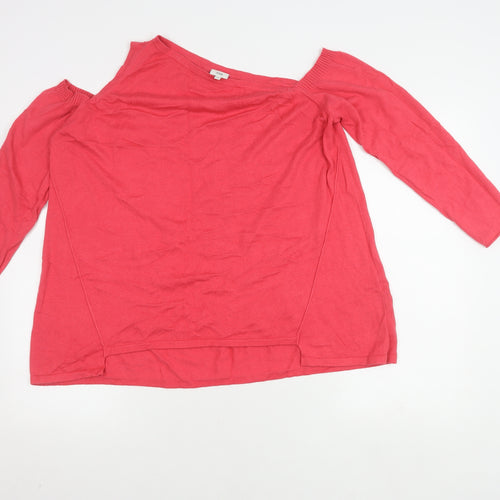 River Island Women's Red Cold Shoulder Jumper Size 14