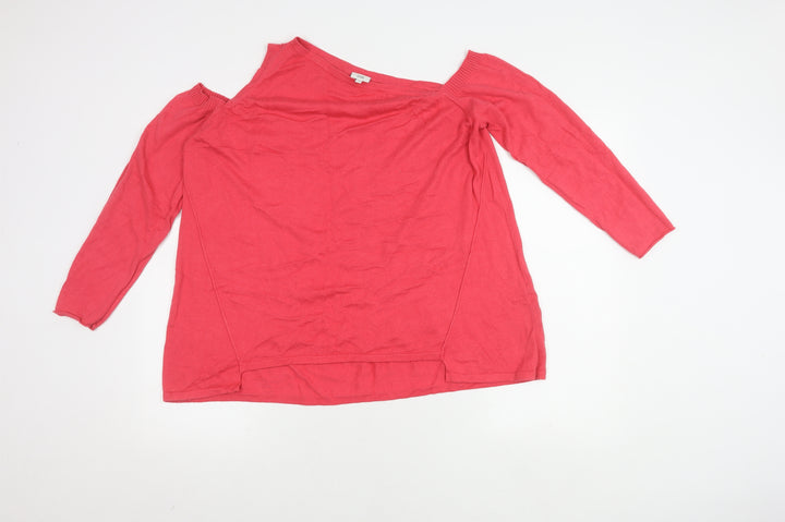 River Island Women's Red Cold Shoulder Jumper Size 14