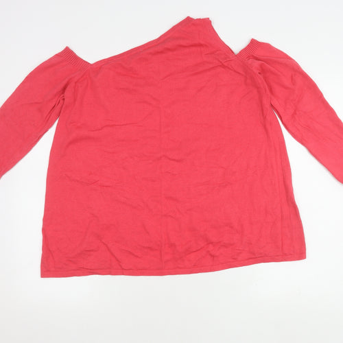 River Island Women's Red Cold Shoulder Jumper Size 14