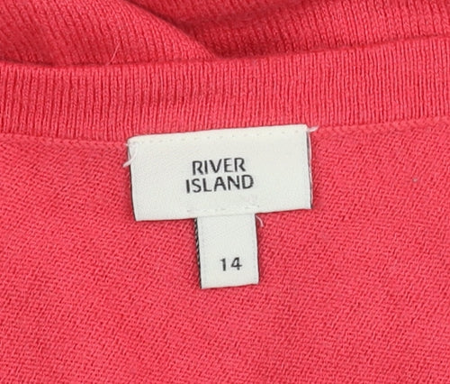 River Island Women's Red Cold Shoulder Jumper Size 14
