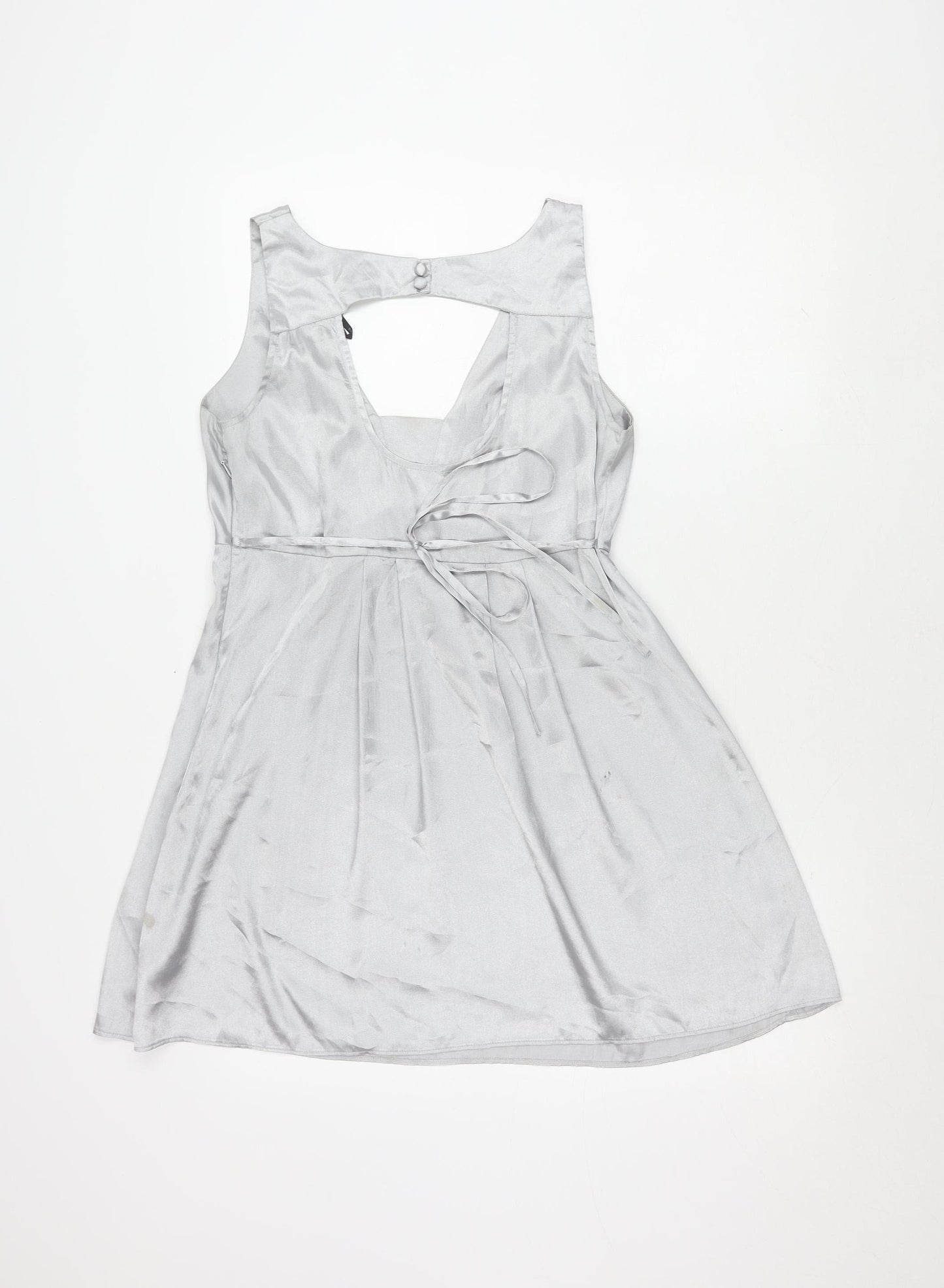 Dorothy Perkins Women's Silver Sleeveless Dress Size 12