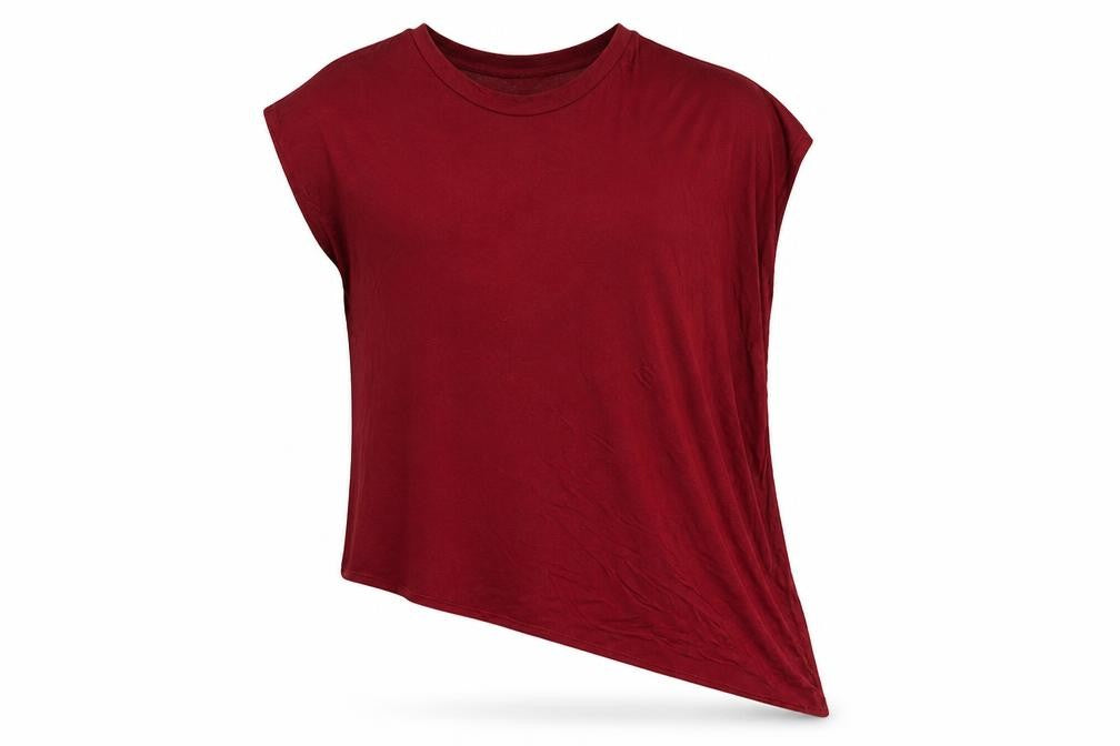 Front view of Select Women’s Red Asymmetrical Tunic Top, size UK 16