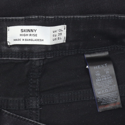Next Women's Black Skinny Jeans - 10L, High Rise, Stretch