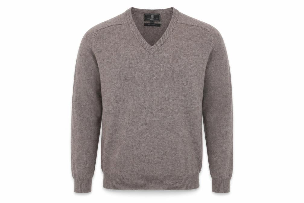 Front view of Marks & Spencer Grey Wool V-Neck Men's Pullover L