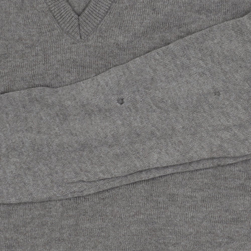 Marks and Spencer Grey Wool V-Neck Men's Pullover L