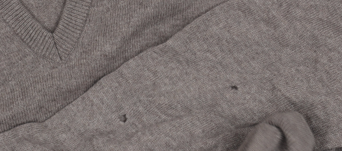 Marks and Spencer Grey Wool V-Neck Men's Pullover L
