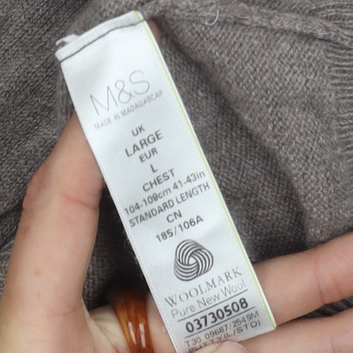 Marks and Spencer Grey Wool V-Neck Men's Pullover L