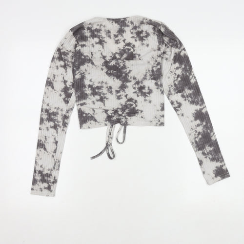 New Look Grey Tie-Dye Cropped Top Size 10 Petite