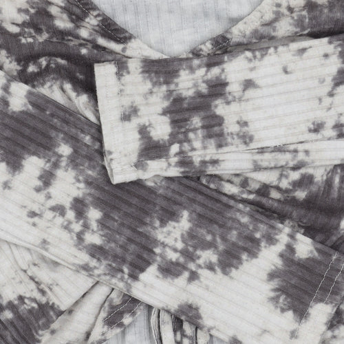 New Look Grey Tie-Dye Cropped Top Size 10 Petite