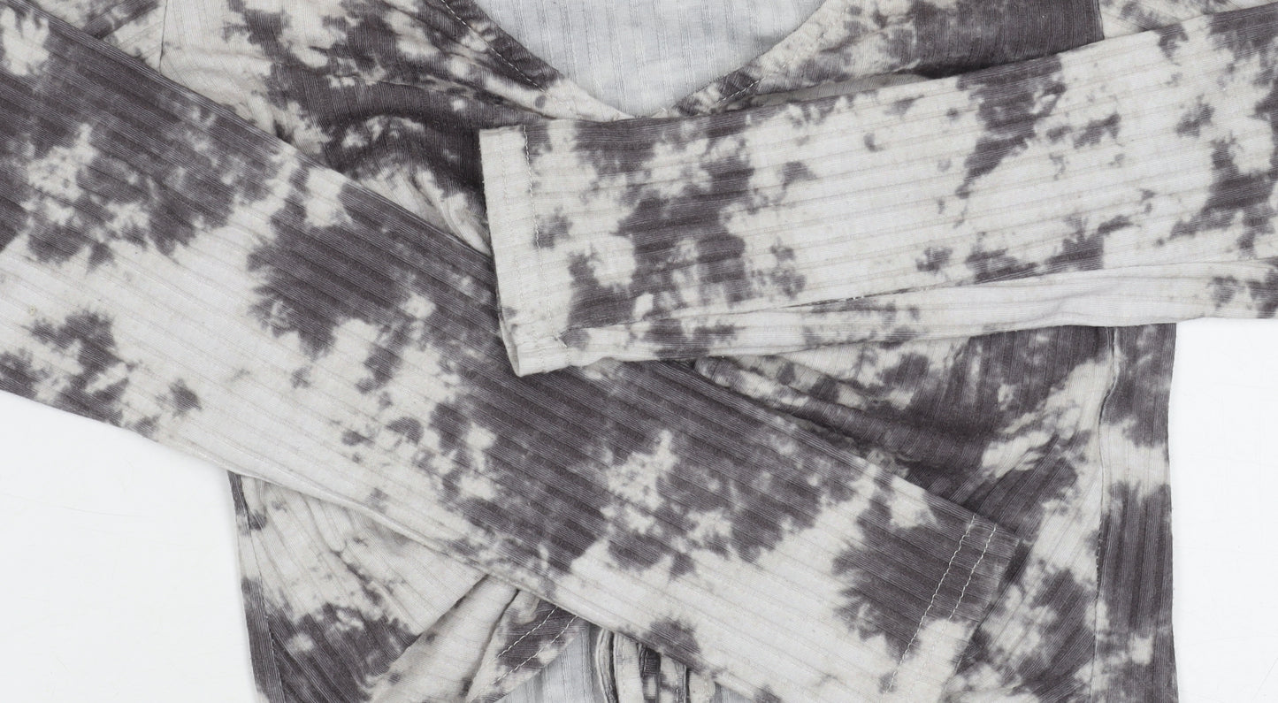 New Look Grey Tie-Dye Cropped Top Size 10 Petite