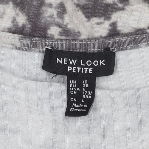 New Look Grey Tie-Dye Cropped Top Size 10 Petite
