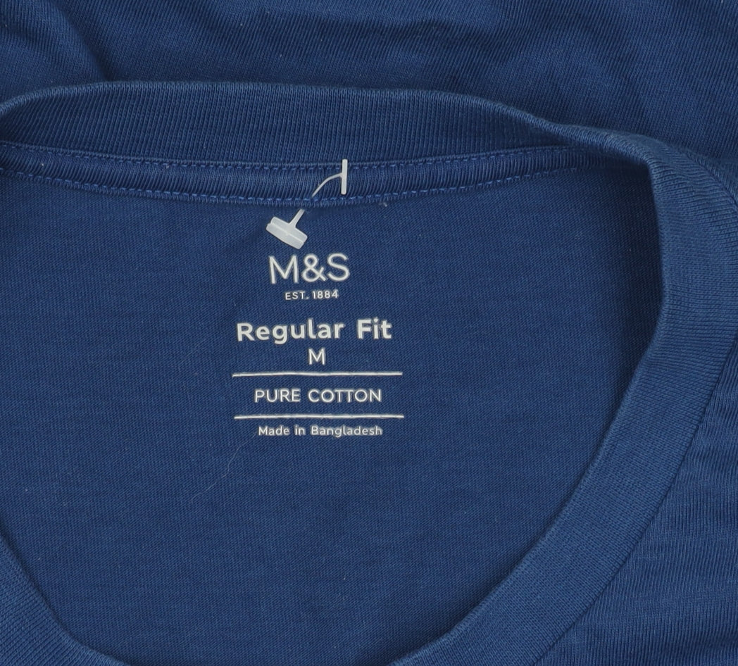 Marks and Spencer Men's Blue Beach Graphic T-Shirt M