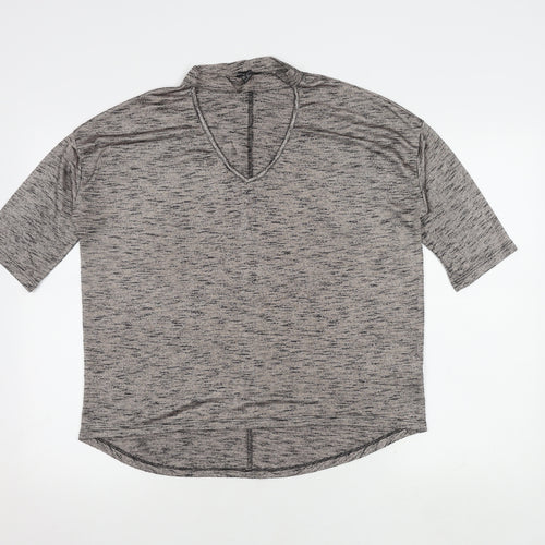New Look Women's Grey V-Neck 3/4 Sleeve Knit Top