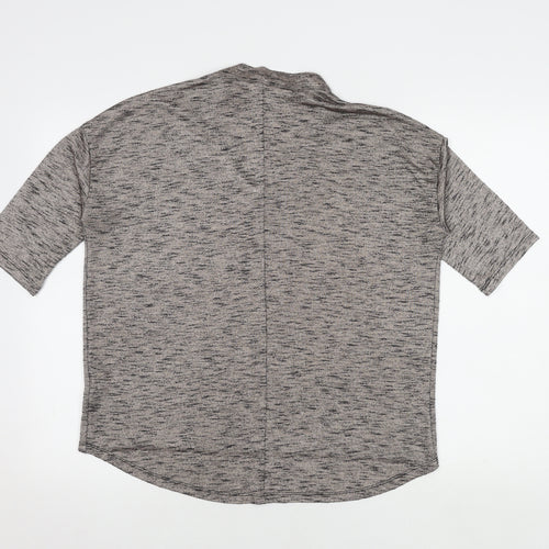 New Look Women's Grey V-Neck 3/4 Sleeve Knit Top
