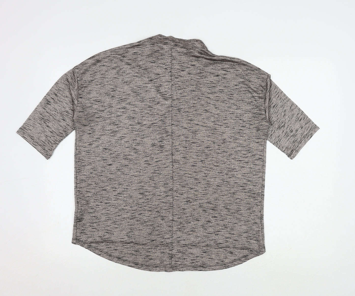 New Look Women's Grey V-Neck 3/4 Sleeve Knit Top