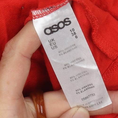 ASOS Girls Red Off Shoulder Midi Dress Size 10