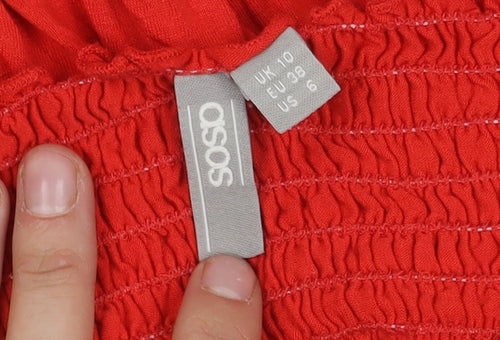ASOS Girls Red Off Shoulder Midi Dress Size 10