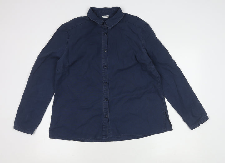 Damart Women's Blue Button-Up Shirt, Size 12