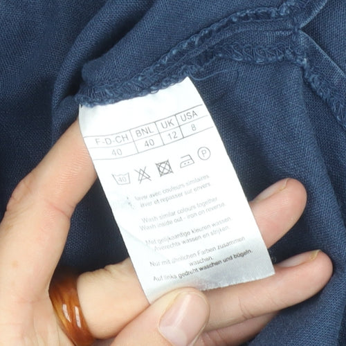 Damart Women's Blue Button-Up Shirt, Size 12