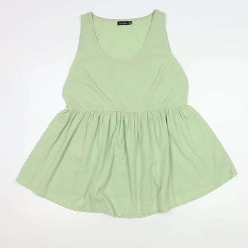 Boohoo Women Green Tank Top UK 8 Sleeveless Basic