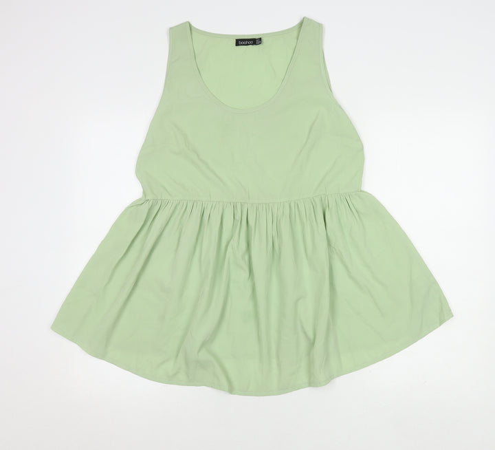 Boohoo Women Green Tank Top UK 8 Sleeveless Basic