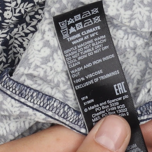 Marks and Spencer Women's Blue Floral Blouse Size 14