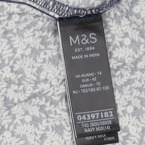 Marks and Spencer Women's Blue Floral Blouse Size 14