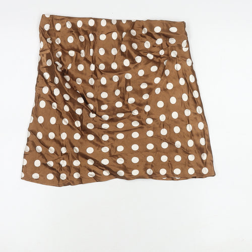 Topshop Women's Brown Polka Dot Skirt Size 12