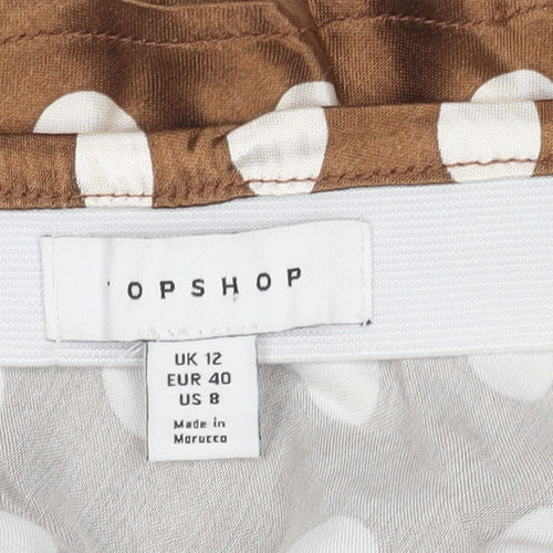 Topshop Women's Brown Polka Dot Skirt Size 12