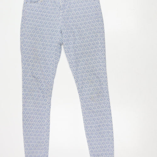 Topshop Women's Blue Geometric Jegging Trousers Size 8